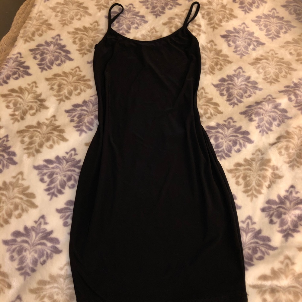 Black spaghetti style sleeveless dress boohoo
